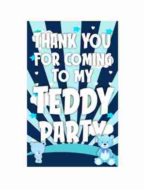 Blue Teddy Bear theme Return Gifts Thank You Tags Thank u Cards for Gifts 20 Nos Cards and Glue Dots