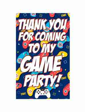 Video Game theme Return Gifts Thank You Tags Thank u Cards for Gifts 20 Nos Cards and Glue Dots