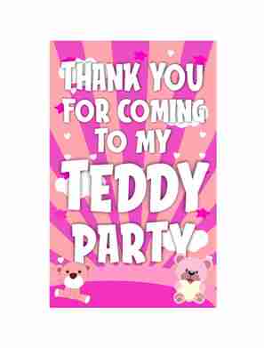 Pink Teddy Bear theme Return Gifts Thank You Tags Thank u Cards for Gifts 20 Nos Cards and Glue Dots