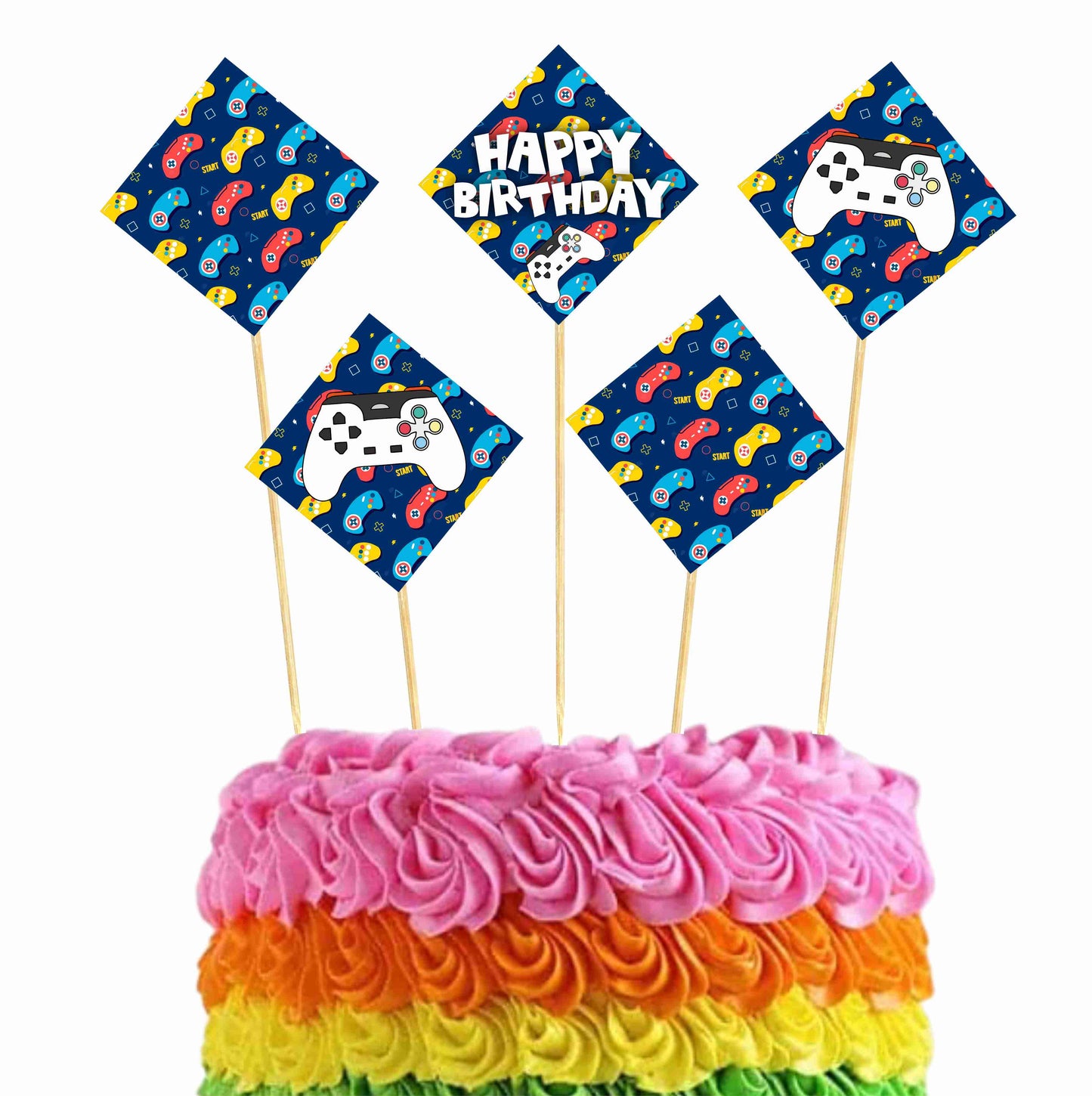 VideoGame Theme Cake Topper Pack of 10 Nos for Birthday Cake Decoration Theme Party Item For Boys Girls Adults Birthday Theme Decor