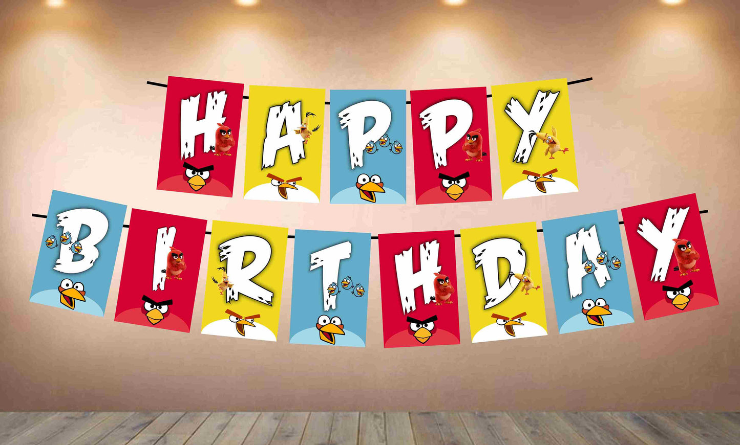 Angry Birds Theme Happy Birthday Banner for Photo Shoot Backdrop and Theme Party