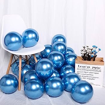 Blue Chrome Metallic 12 Inches Pack of 10 Balloons with Shiny Surface For Birthdays/Anniversary/Engagement/Baby Shower/bachelorette Party Decorations