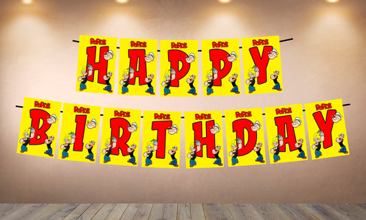 Popeye Theme Happy Birthday Banner for Photo Shoot Backdrop and Theme Party