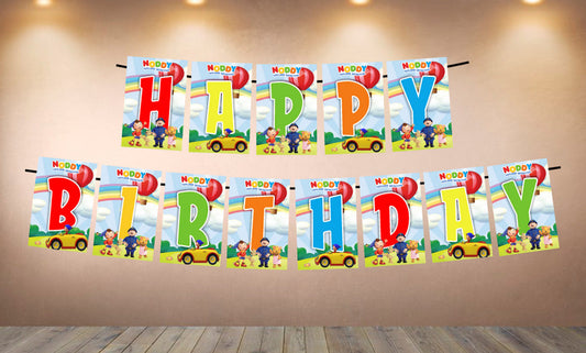 Noddy Theme Happy Birthday Banner for Photo Shoot Backdrop and Theme Party