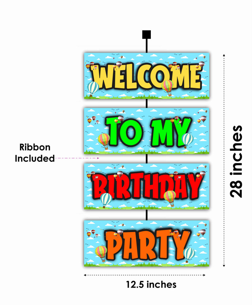 HotAir Balloon Theme Birthday Welcome Board Welcome to My Birthday Party Board for Door Party Hall Entrance Decoration Party Item for Indoor and Outdoor 2.3 feet