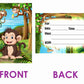 Monkey Theme Children's Birthday Party Invitations Cards with Envelopes - Kids Birthday Party Invitations for Boys or Girls,- Invitation Cards (Pack of 10)