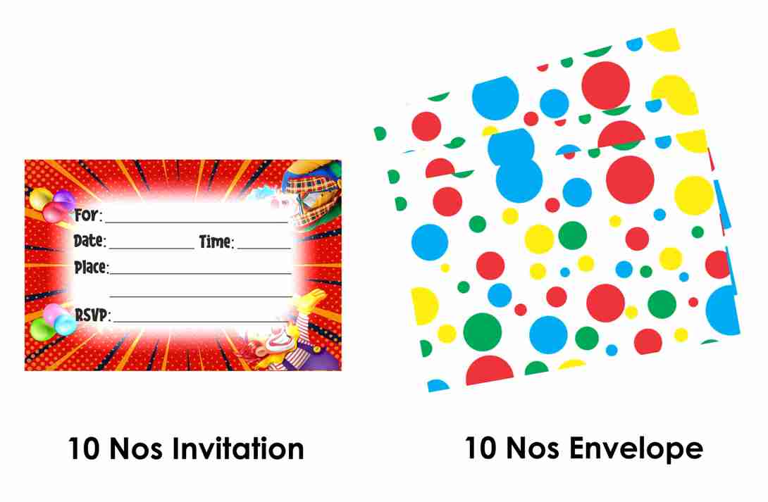 Joker Theme Children's Birthday Party Invitations Cards with Envelopes - Kids Birthday Party Invitations for Boys or Girls,- Invitation Cards (Pack of 10)