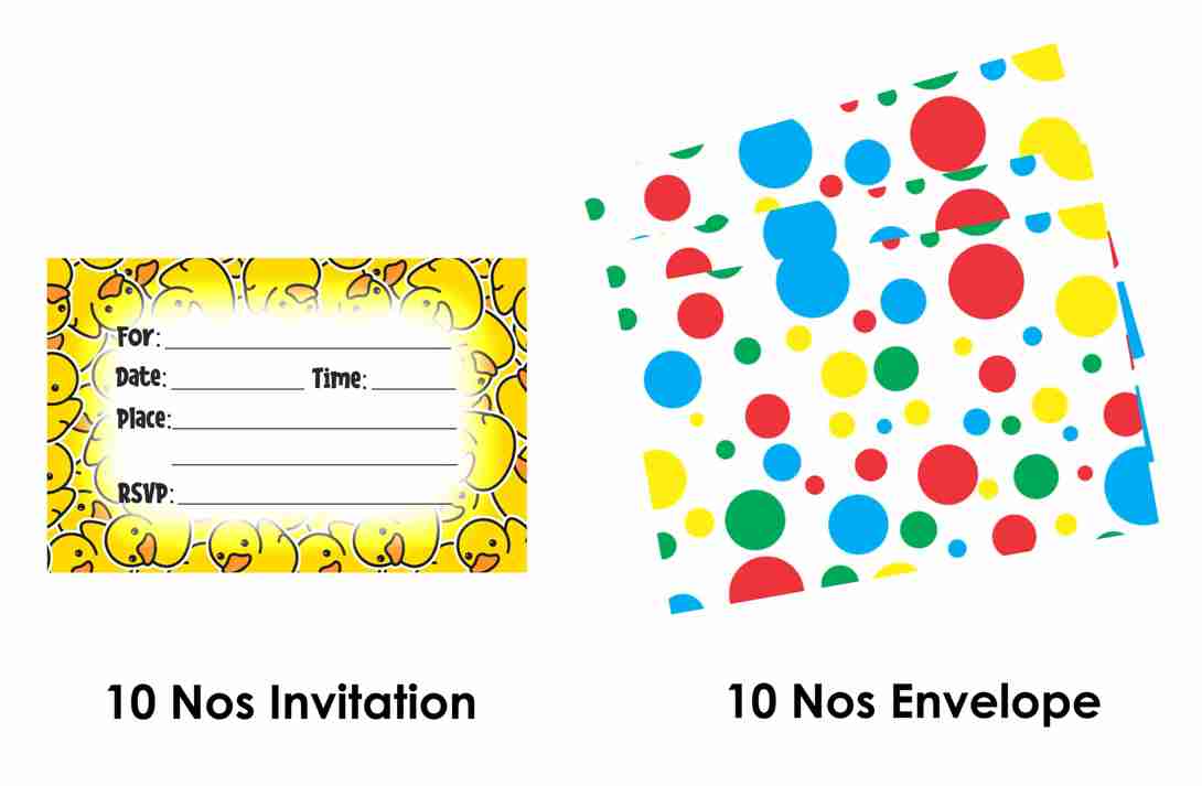 Duck  Theme Children's Birthday Party Invitations Cards with Envelopes - Kids Birthday Party Invitations for Boys or Girls,- Invitation Cards (Pack of 10)