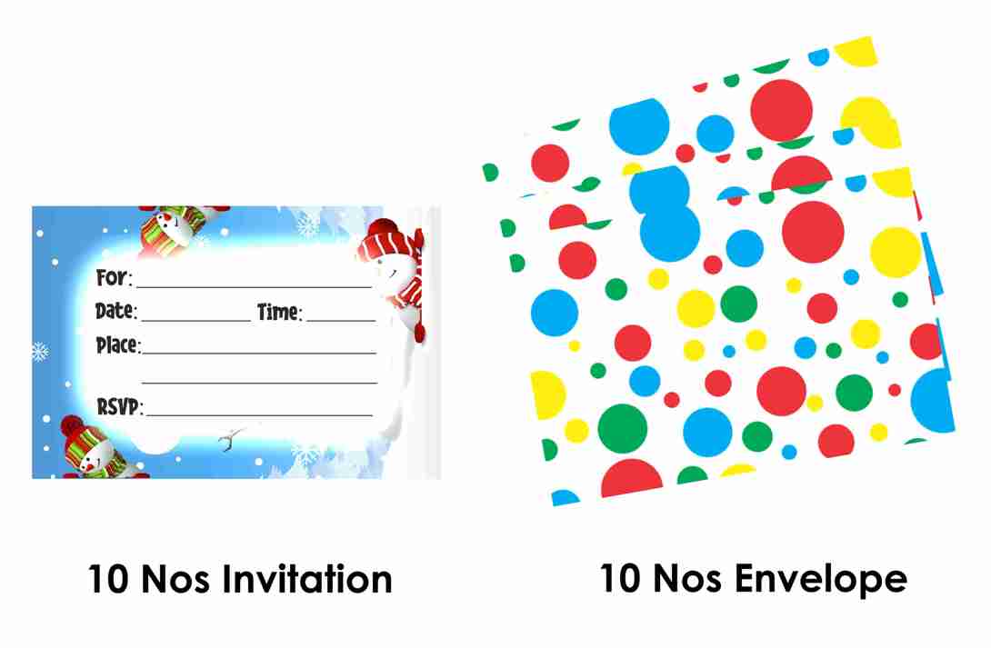 Snowman Theme Children's Birthday Party Invitations Cards with Envelopes - Kids Birthday Party Invitations for Boys or Girls,- Invitation Cards (Pack of 10)