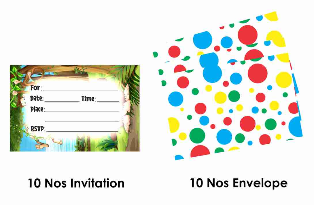 Monkey Theme Children's Birthday Party Invitations Cards with Envelopes - Kids Birthday Party Invitations for Boys or Girls,- Invitation Cards (Pack of 10)