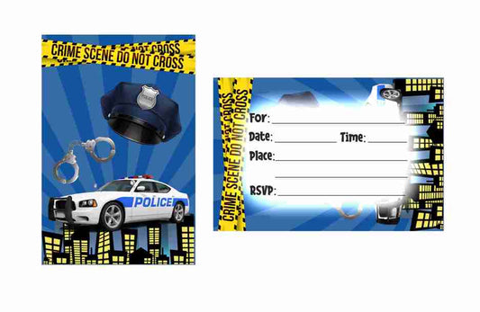 Police Theme Children's Birthday Party Invitations Cards with Envelopes - Kids Birthday Party Invitations for Boys or Girls,- Invitation Cards (Pack of 10)