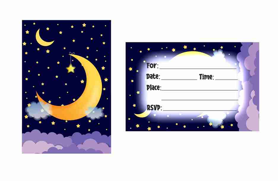 Moon and Stars Theme Children's Birthday Party Invitations Cards with Envelopes - Kids Birthday Party Invitations for Boys or Girls,- Invitation Cards (Pack of 10)