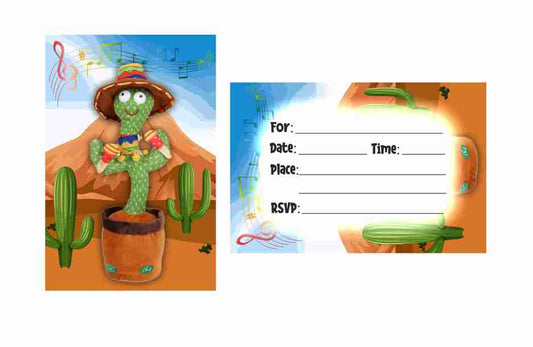 Talking Cactus Theme Children's Birthday Party Invitations Cards with Envelopes - Kids Birthday Party Invitations for Boys or Girls,- Invitation Cards (Pack of 10)