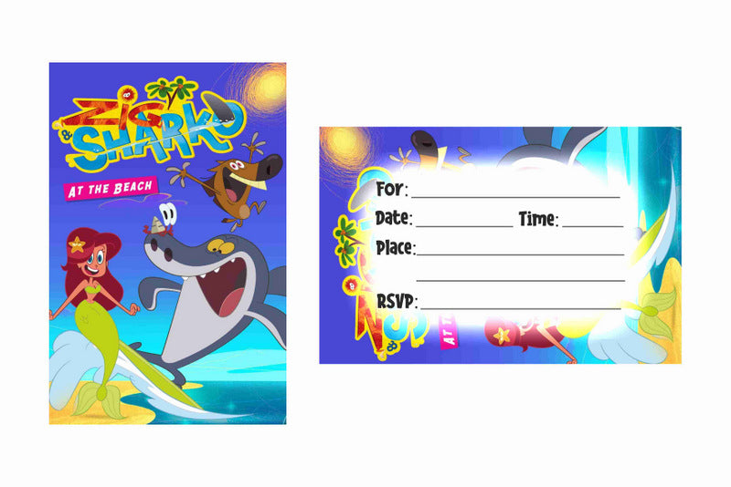 Zig and Sharko Theme Children's Birthday Party Invitations Cards with Envelopes - Kids Birthday Party Invitations for Boys or Girls,- Invitation Cards (Pack of 10)