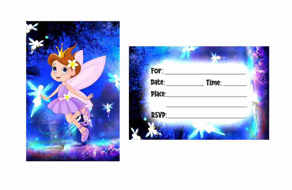 Fairy Theme Children's Birthday Party Invitations Cards with Envelopes - Kids Birthday Party Invitations for Boys or Girls,- Invitation Cards (Pack of 10)
