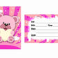 Pink Teddy Bear Theme Children's Birthday Party Invitations Cards with Envelopes - Kids Birthday Party Invitations for Boys or Girls,- Invitation Cards (Pack of 10)