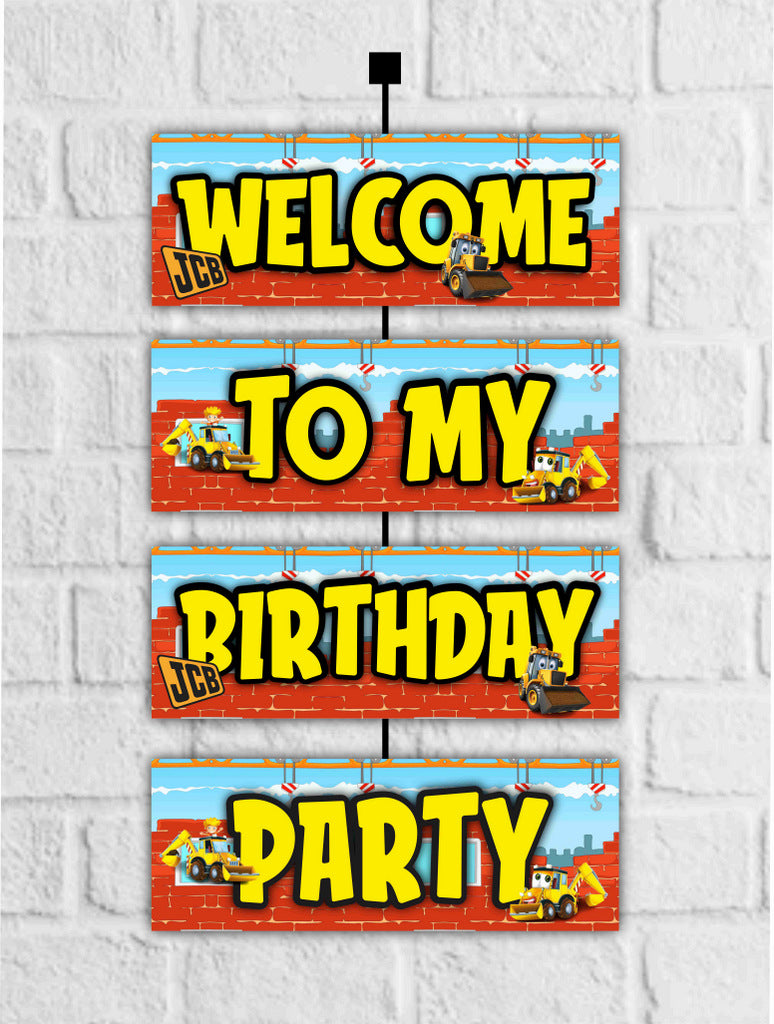 Little JCB Theme Birthday Welcome Board Welcome to My Birthday Party Board for Door Party Hall Entrance Decoration Party Item for Indoor and Outdoor 2.3 feet