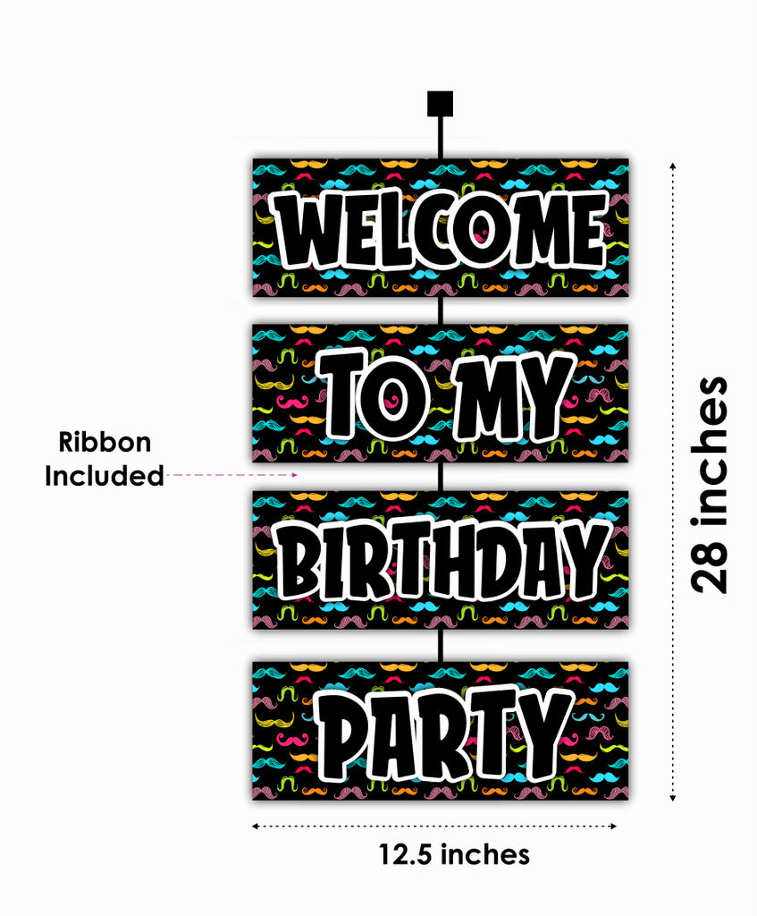 Moustache Theme Birthday Welcome Board Welcome to My Birthday Party Board for Door Party Hall Entrance Decoration Party Item for Indoor and Outdoor 2.3 feet