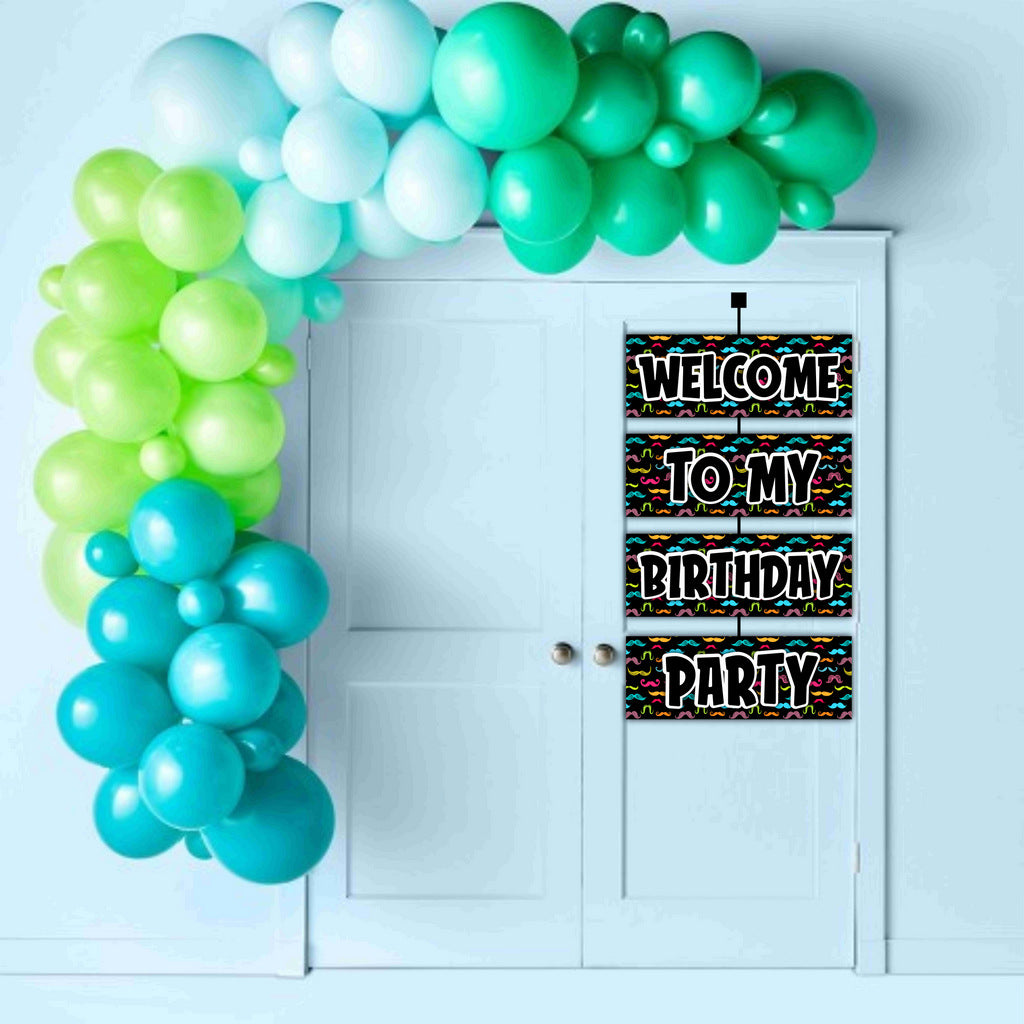 Moustache Theme Birthday Welcome Board Welcome to My Birthday Party Board for Door Party Hall Entrance Decoration Party Item for Indoor and Outdoor 2.3 feet