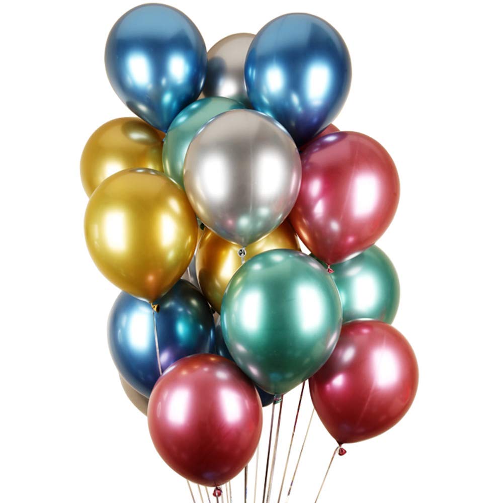 MultiColor Chrome Metallic 12 Inches Pack of 10 Balloons with Shiny Surface For Birthdays/Anniversary/Engagement/Baby Shower/bachelorette Party Decorations