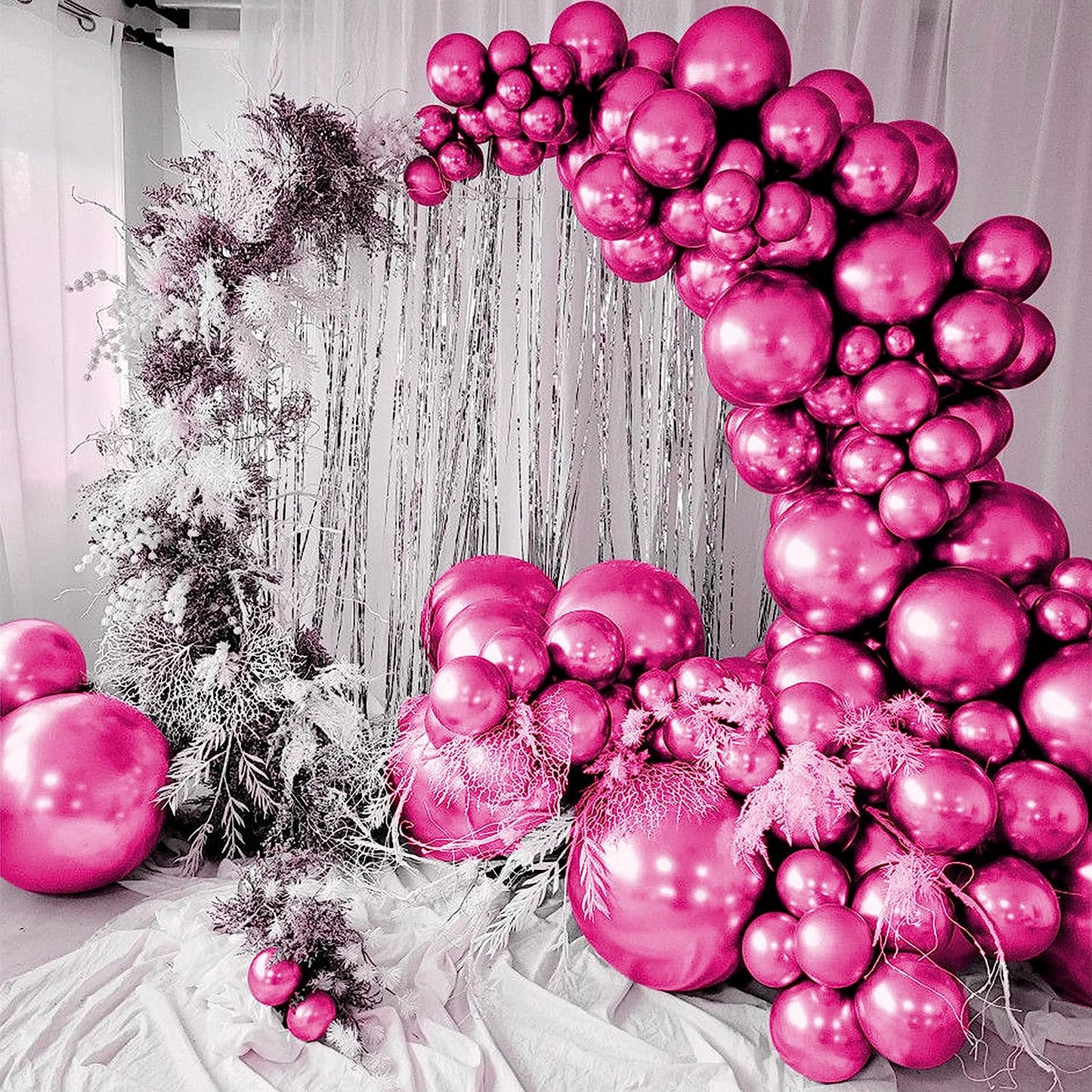 Pink Chrome Metallic 12 Inches Pack of 10 Balloons with Shiny Surface For Birthdays/Anniversary/Engagement/Baby Shower/bachelorette Party Decorations
