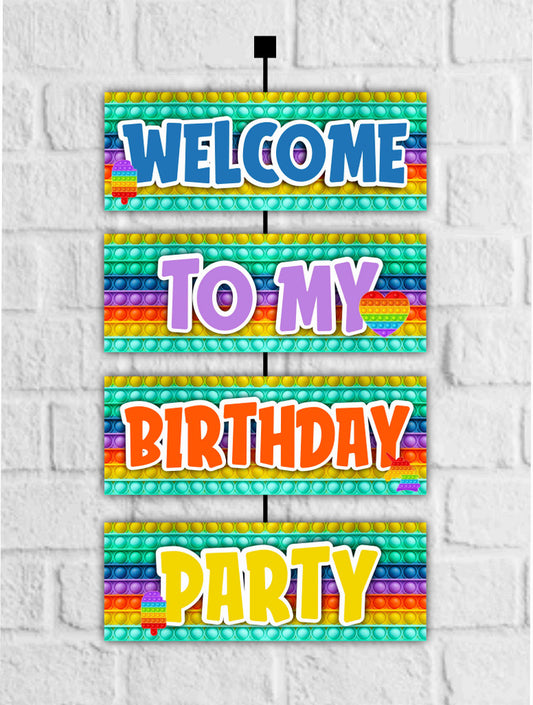 Pop It Theme Birthday Welcome Board Welcome to My Birthday Party Board for Door Party Hall Entrance Decoration Party Item for Indoor and Outdoor 2.3 feet