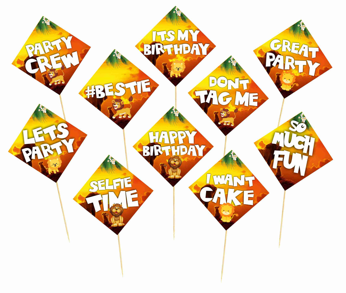 Lion Birthday Photo Booth Party Props Theme Birthday Party Decoration, Birthday Photo Booth Party Item for Adults and Kids
