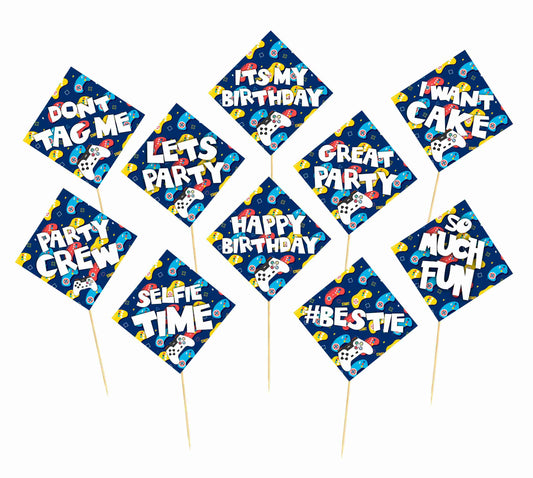 Video Game Birthday Photo Booth Party Props Theme Birthday Party Decoration, Birthday Photo Booth Party Item for Adults and Kids