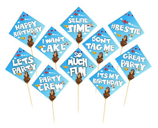 Pilot Birthday Photo Booth Party Props Theme Birthday Party Decoration, Birthday Photo Booth Party Item for Adults and Kids