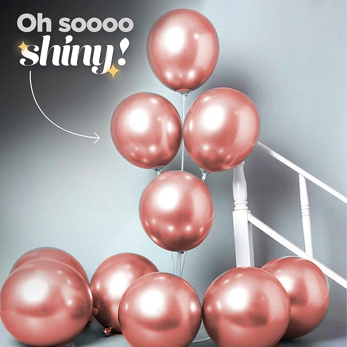 Rose Gold Chrome Metallic 12 Inches Pack of 10 Balloons with Shiny Surface For Birthdays/Anniversary/Engagement/Baby Shower/bachelorette Party Decorations