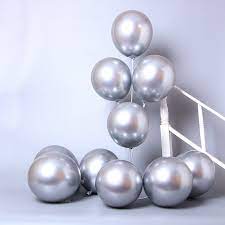 Silver Chrome Metallic 12 Inches Pack of 10 Balloons with Shiny Surface For Birthdays/Anniversary/Engagement/Baby Shower/bachelorette Party Decorations