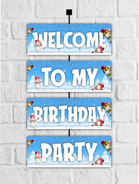 Snowman Theme Birthday Welcome Board Welcome to My Birthday Party Board for Door Party Hall Entrance Decoration Party Item for Indoor and Outdoor 2.3 feet
