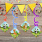 Zoo Ceiling Hanging Swirls Decorations Cutout Festive Party Supplies (Pack of 6 swirls and cutout)