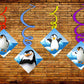 Penguin Ceiling Hanging Swirls Decorations Cutout Festive Party Supplies (Pack of 6 swirls and cutout)