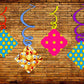Smiley Ceiling Hanging Swirls Decorations Cutout Festive Party Supplies (Pack of 6 swirls and cutout)