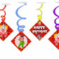 Joker Ceiling Hanging Swirls Decorations Cutout Festive Party Supplies (Pack of 6 swirls and cutout)