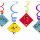 Angry Birds Ceiling Hanging Swirls Decorations Cutout Festive Party Supplies (Pack of 6 swirls and cutout)