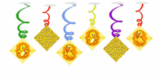Duck Ceiling Hanging Swirls Decorations Cutout Festive Party Supplies (Pack of 6 swirls and cutout)