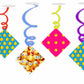 Smiley Ceiling Hanging Swirls Decorations Cutout Festive Party Supplies (Pack of 6 swirls and cutout)