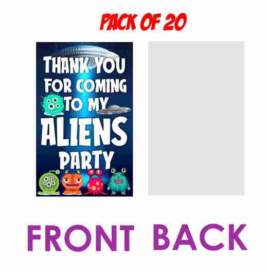 Aliens theme Return Gifts Thank You Tags Thank u Cards for Gifts 20 Nos Cards and Glue Dots