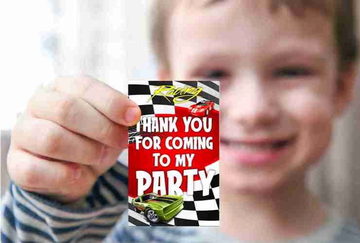 Sports Car theme Return Gifts Thank You Tags Thank u Cards for Gifts 20 Nos Cards and Glue Dots