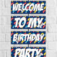 Videogame Theme Birthday Welcome Board Welcome to My Birthday Party Board for Door Party Hall Entrance Decoration Party Item for Indoor and Outdoor 2.3 feet