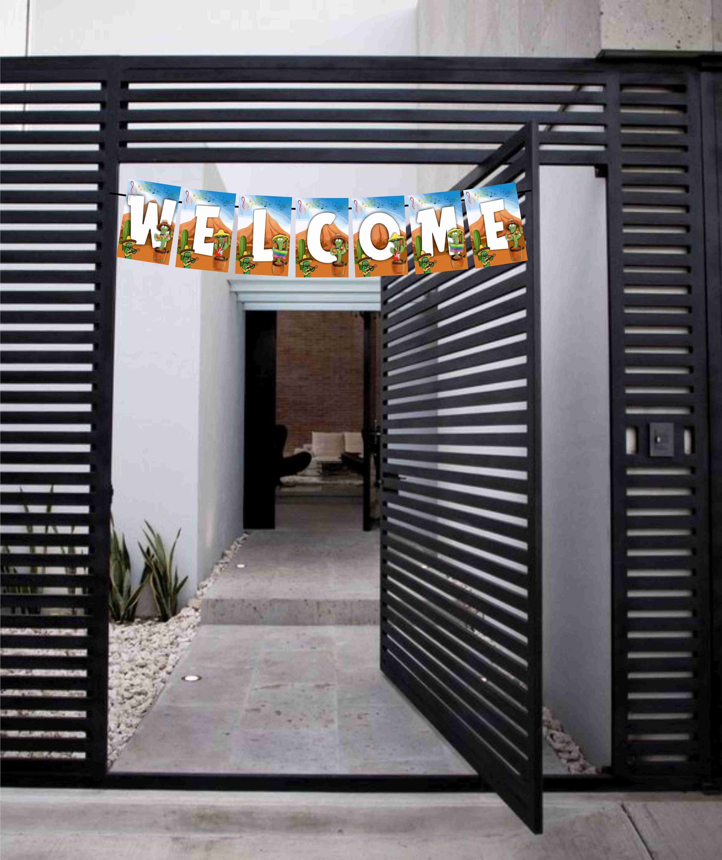 Talking Cactus Welcome Banner for Party Entrance Home Welcoming Birthday Decoration Party Item