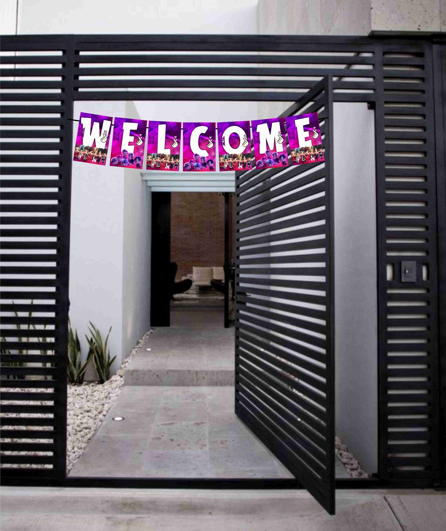 Tiny Tans BTS Welcome Banner for Party Entrance Home Welcoming Birthday Decoration Party Item