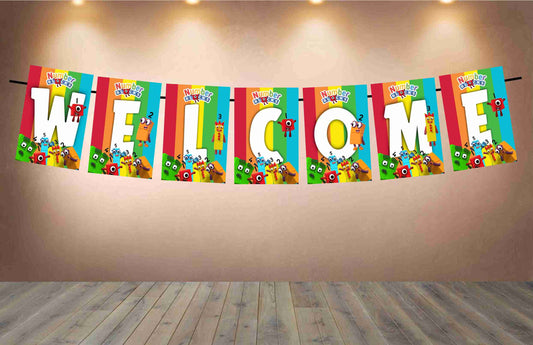 Number Blocks Welcome Banner for Party Entrance Home Welcoming Birthday Decoration Party Item