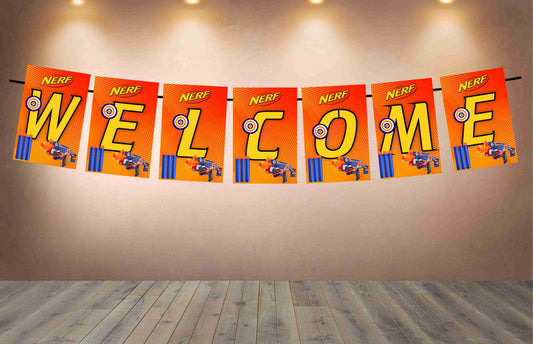 Nerf Welcome Banner for Party Entrance Home Welcoming Birthday Decoration Party Item