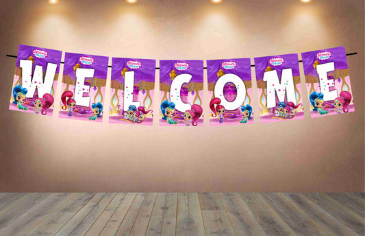 Shimmer and Shine Welcome Banner for Party Entrance Home Welcoming Birthday Decoration Party Item