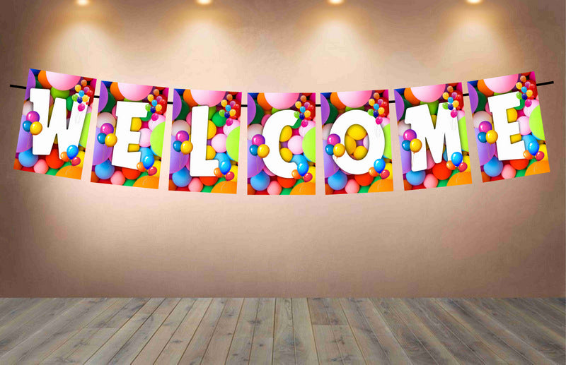 Colorful Balloons Welcome Banner for Party Entrance Home Welcoming Birthday Decoration Party Item