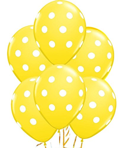 Yellow Polka Dot 12 inches Balloon Pack of 10 for birthday decoration, Anniversary Weddings Engagement, Baby Shower, New Year decoration, Theme Party balloons