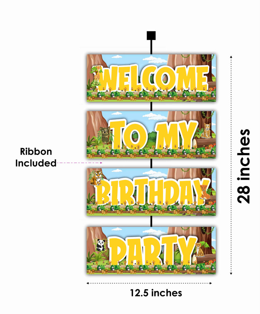 Zoo Theme Birthday Welcome Board Welcome to My Birthday Party Board for Door Party Hall Entrance Decoration Party Item for Indoor and Outdoor 2.3 feet